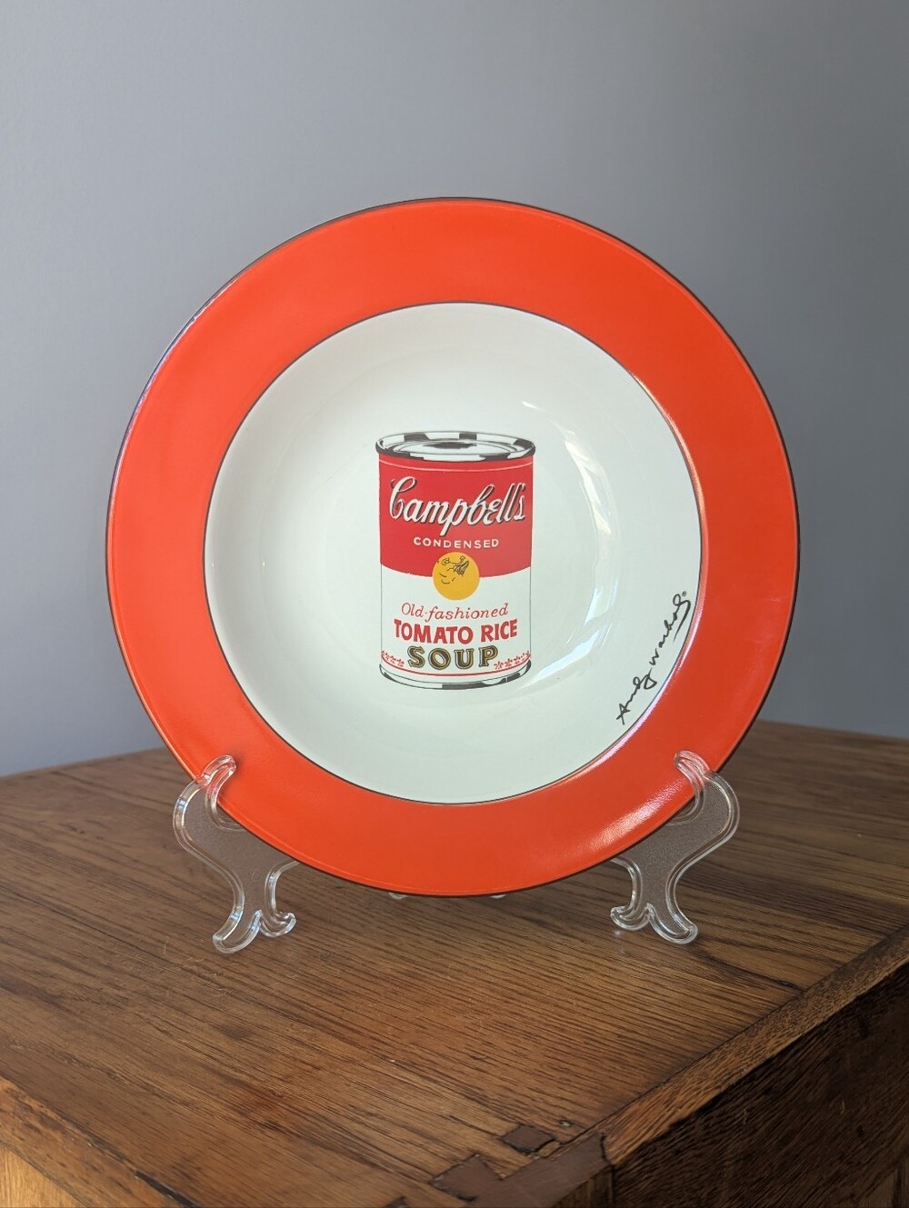 Andy Warhol Block Art Soup Bowl -  Campbell's Tomato Rice Soup Can - Pop Art